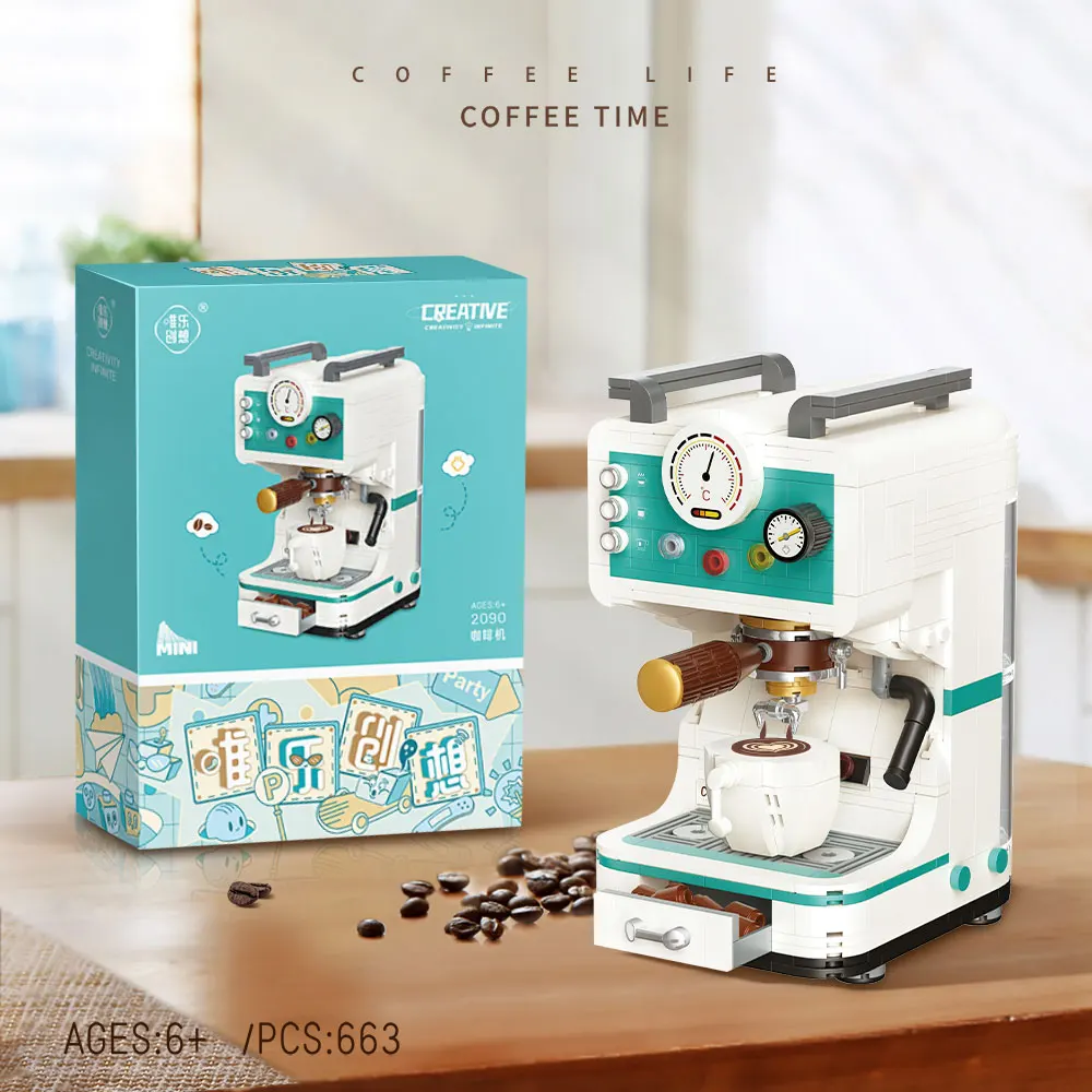 WLtoys 2090 Vintage Style Mini Building Block Coffee Maker Building Kit - Creative DIY Decorations - Perfect For Easter or Gifts