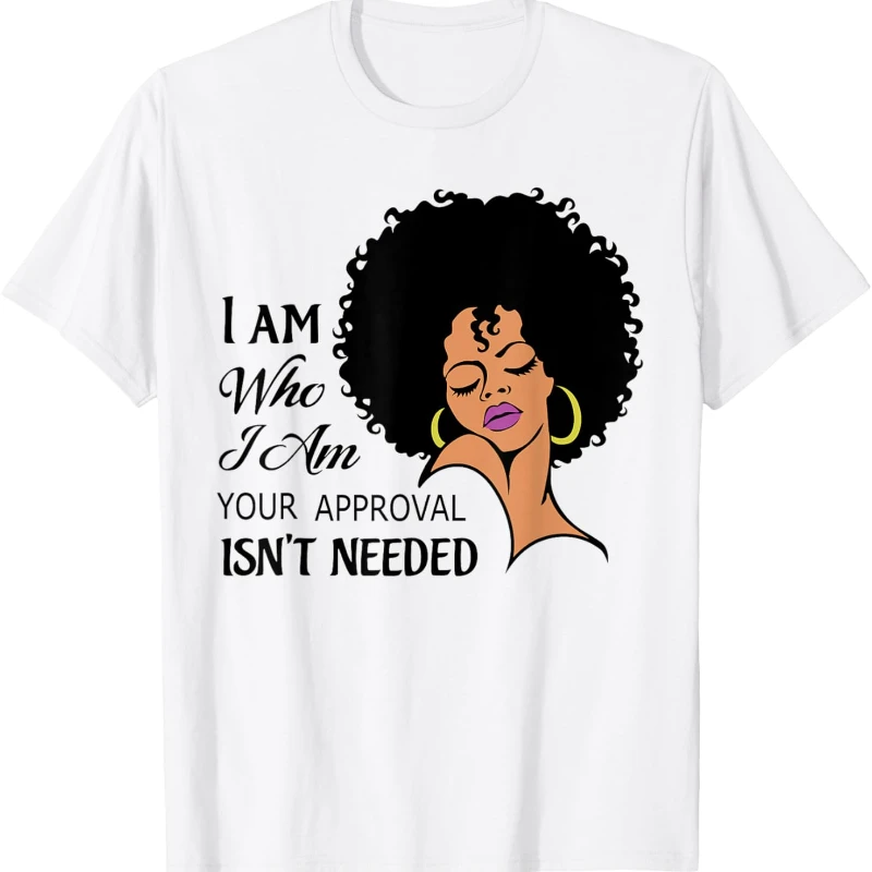 

Black Small Queen Lady Curly Natural Afro African Ladies Short Sleeve Portrait Pattern T-Shirt Femme Street Fashion Print Tee
