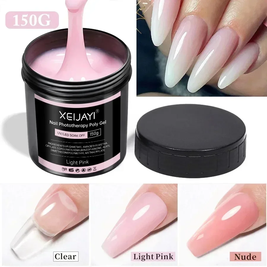 1Jar 150g Poly Nail Gel UV LED Cured Builder Nail Gel Acrylic Crystal Nail Extension Gel For Nails DIY At Home Salon Manicure