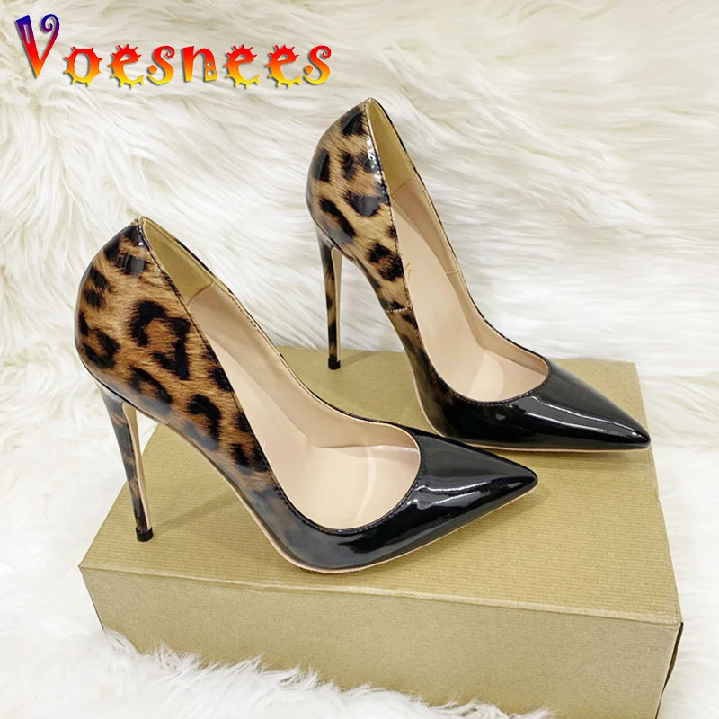 Brand New Leopard Pattern Women Pumps Autumn Party Fashion Shallow Mouth Single Shoes Gradient Color Club Super High Heels 12CM