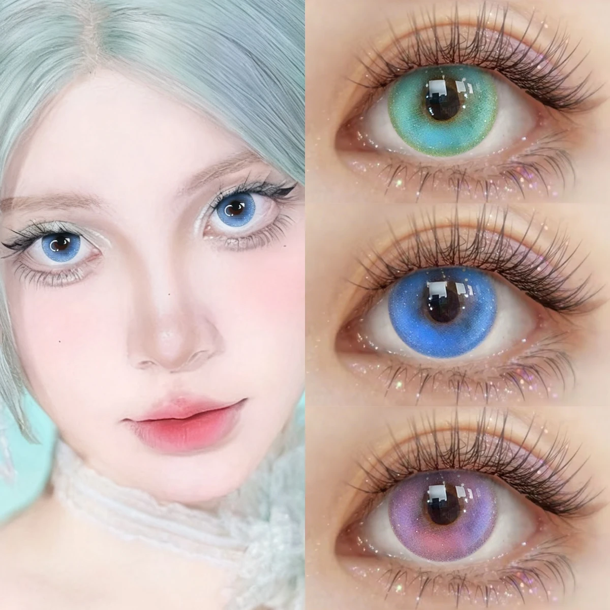 VISUASHOW 14,5mm Blaue Anime Cosplay Farbige Kontaktlinsen 6 Monate Einweg Lebendige Augen-Make-up Cyber Kosmetik Rote Weiche Linsen – Detail 20