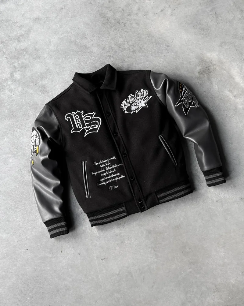 

Y2K retro cool hip-hop Gothic letter logo black men jacket fashion trendy Harajuku rock American high street casual coat