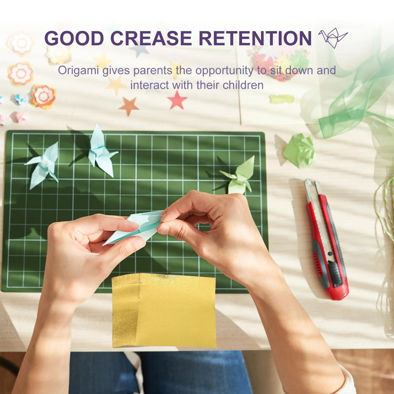 100Pcs DIY Origami Paper Square Foldable Paper for Handicraft Art School Projects Parent Child Interaction Brain Development