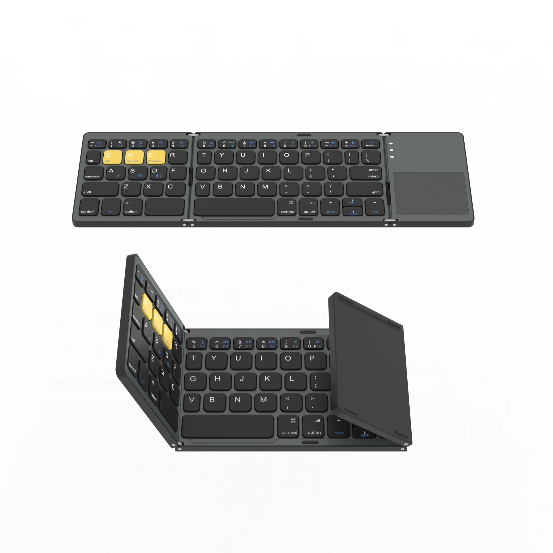 

Black Layout foldable bt Wireless Folding bluetooth keyboard qwerty and touch pad wireless keyboard