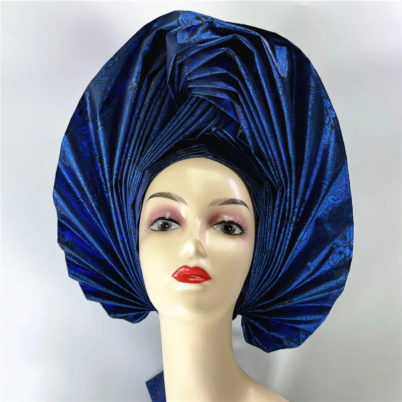 Elegant African Gele Headband with Lace - 100% Cotton, One Size display picture 2