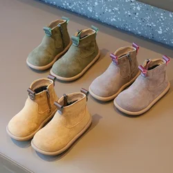 Botas de ante Oxford para niños y niñas, zapatos informales antideslizantes para exteriores, botines de felpa para niños, Otoño e Invierno