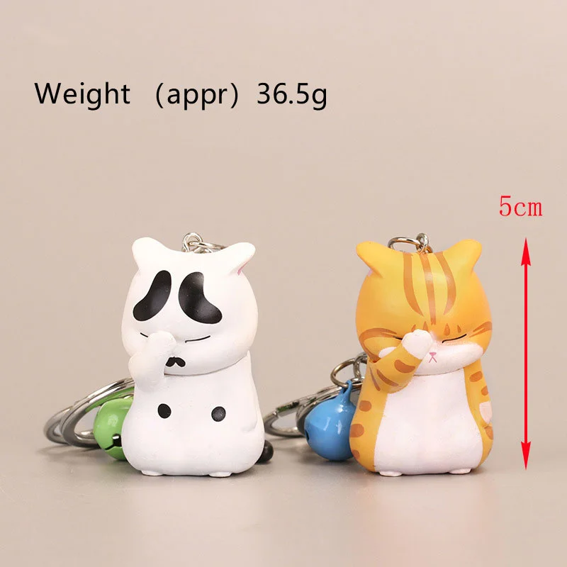 Cute Shy Cat Keychains Chubby Kitten Keyring Trinket Bag Ornament Animal Cat Pendant Keys Holder Purse Bag Accessories DIY Gifts