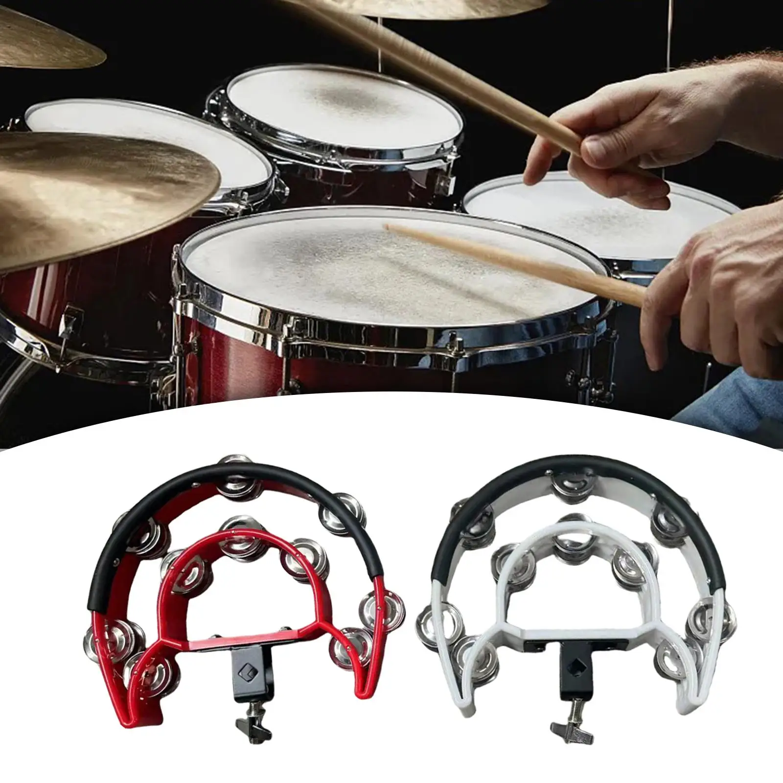 Double Row Tambourine Percussion Accessory Metal Tinkle Handheld Drum Cymbals Hi Hat Tambourine Bells for Stage Parties KTV