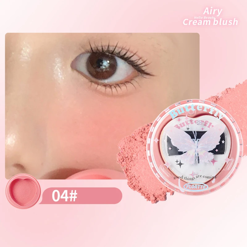 

FLORTTE Air Cream Blush Матовые мерцающие осветляющие румяна Стойкие водостойкие устойчивые к поту натуральные водные румяна для кожи лица Макияж