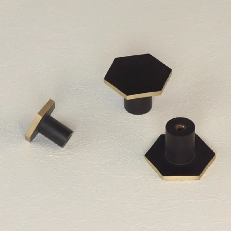 Modern Brass Hexagon Kitchen Cabinet Knobs and Pulls Drawer Dresser Cupboard Furniture Handles-1Pack