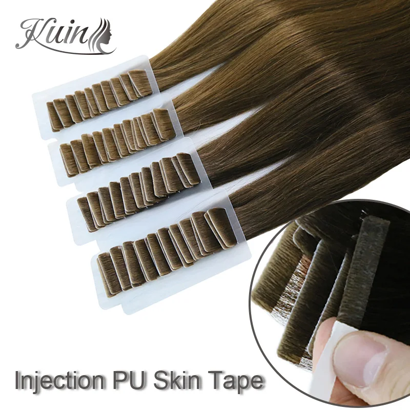 Trama de piel de inyección de cabello virgen, cinta Invisible en extensiones de cabello humano, trama de cabello Natural adhesivo europeo, 100G