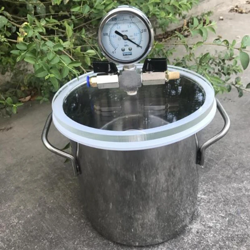 25CMX25CM 10L Vacuum Defoaming Tank Barrel Stainless Steel Vacuum Chamber Crystal Glue Maker Glue Epoxy Resin Silica Gel