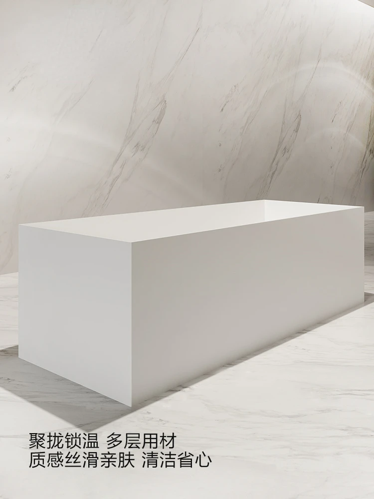 Bathtub household small apartment artificial stone integrated freestanding rectangular hotel B&B Japanese bathtub