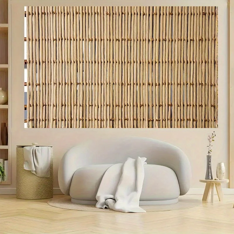 Retro Wooden Rod Fence Tapestry Bamboo Screen Pattern Studio Live Streaming Party Decoration Photography Background Banner