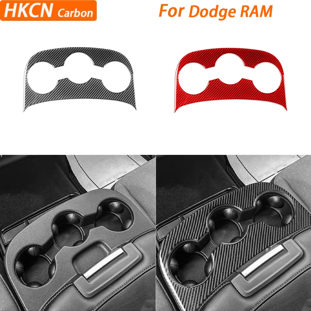 

For Dodge RAM 1500 2013—2015 Car Accessories Carbon Fiber Central Armrest Cup Holder Panel Interior Cover Trim Modified Sticker