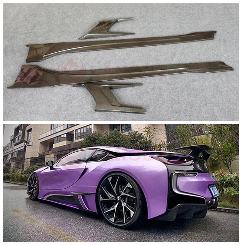 For BMW i8 2014-2020 Real Carbon Fiber Side Skirt Spoiler Full Body Kit Auto Modification Parts