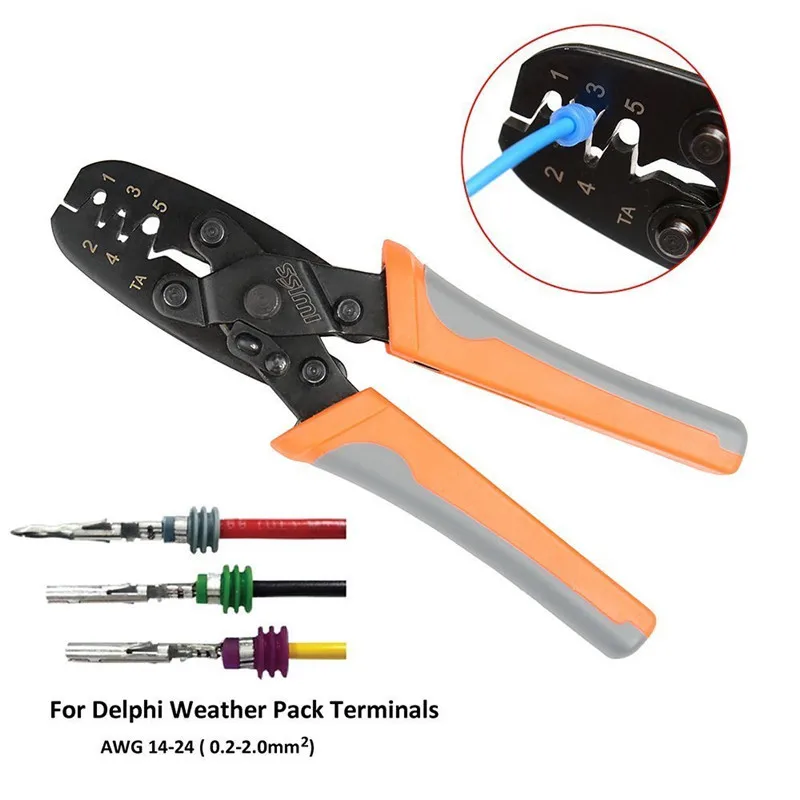 IWS‑1424B Automotive Crimper Tool, Waterproof DT‑Series Connector Terminal Crimping Pliers for 0.5‑2.0mm² Wire Repair Work