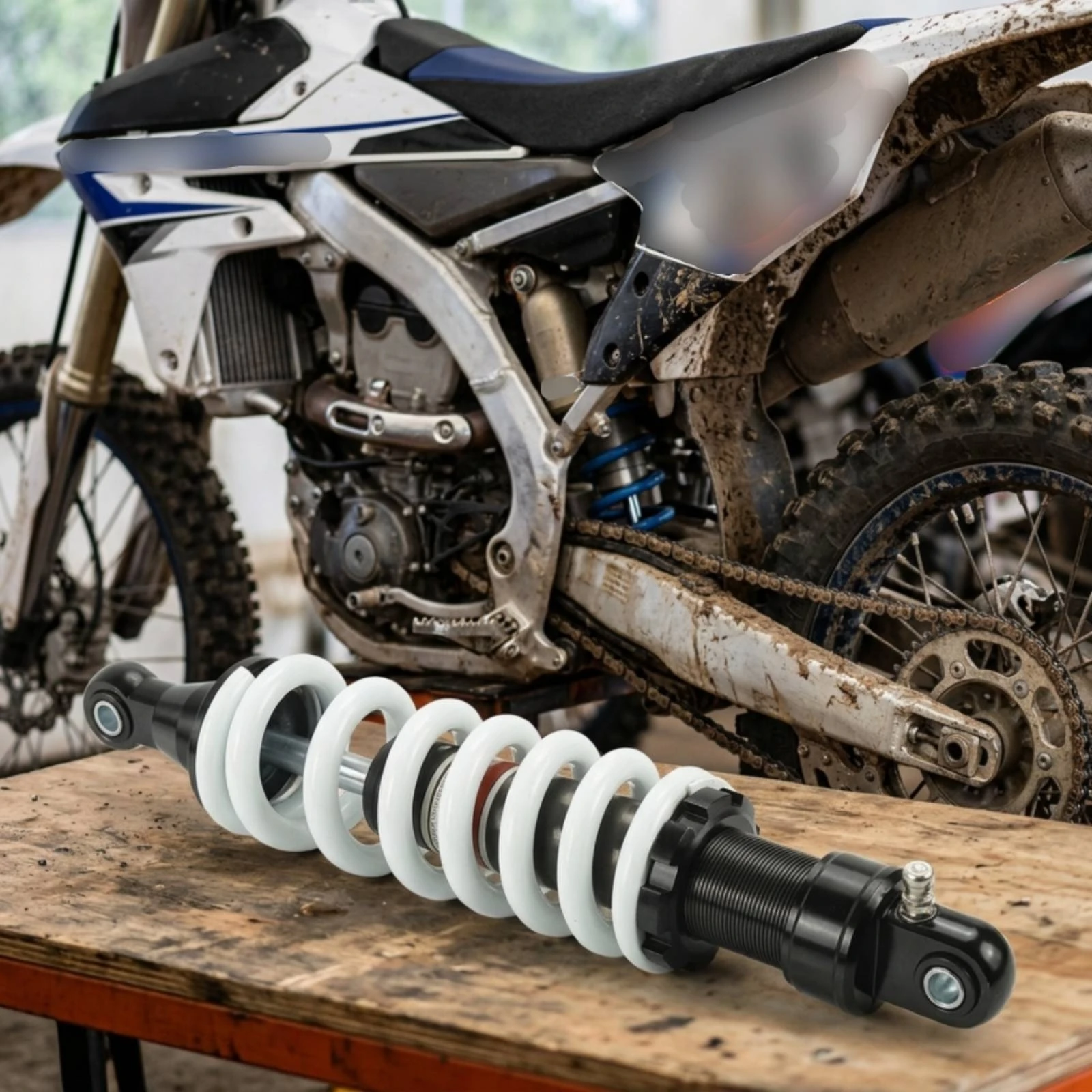 Motorcycle Shock Absorber Universal Shock Absorber with Coil Spring Damping System Damper Air Vehicle Part Compatible for Riders