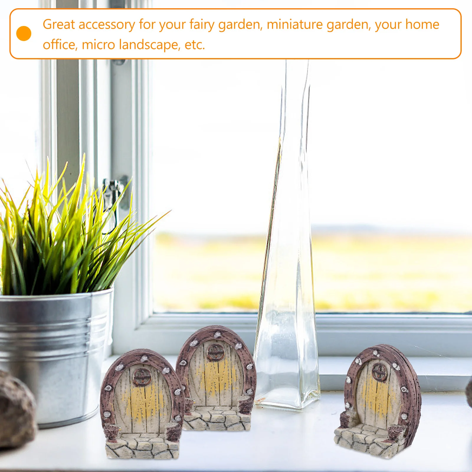 

10Pcs Resin Mini Wooden Door Decor Garden Ornament for Micro Landscapes Bonsai Home Office Decorative Outdoor Indoor Use