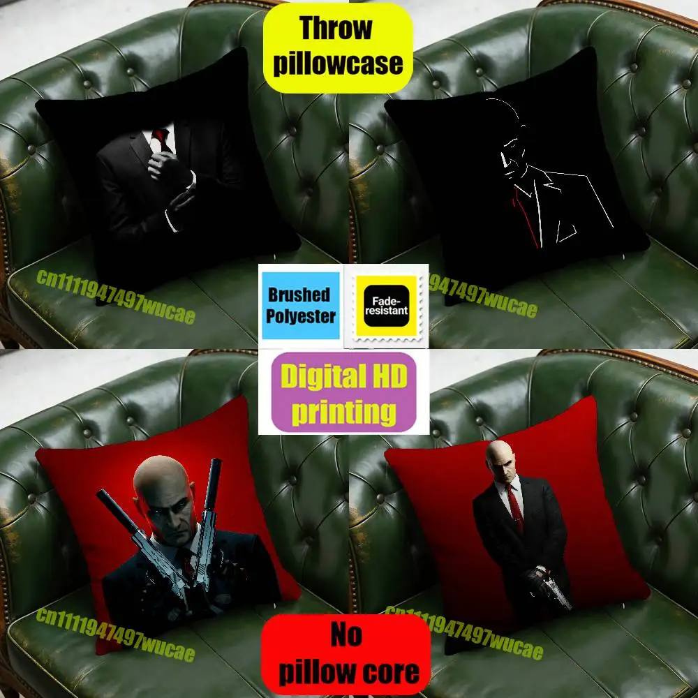 For Agent 47 Hitman Throw Pillow Case 30cm 40cm Car Custom Square Pillowcase Pad Cushion Cover