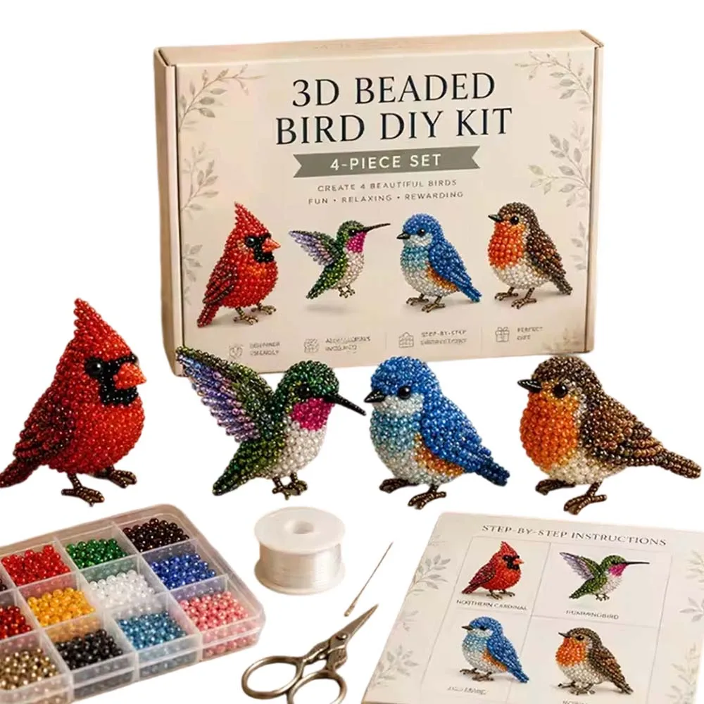 3D Beaded Animal Craft Kit DIY Handmade Tiny Bird Pet Dog Insects Beading Craft Making Set for Adults Beginners Creative Project