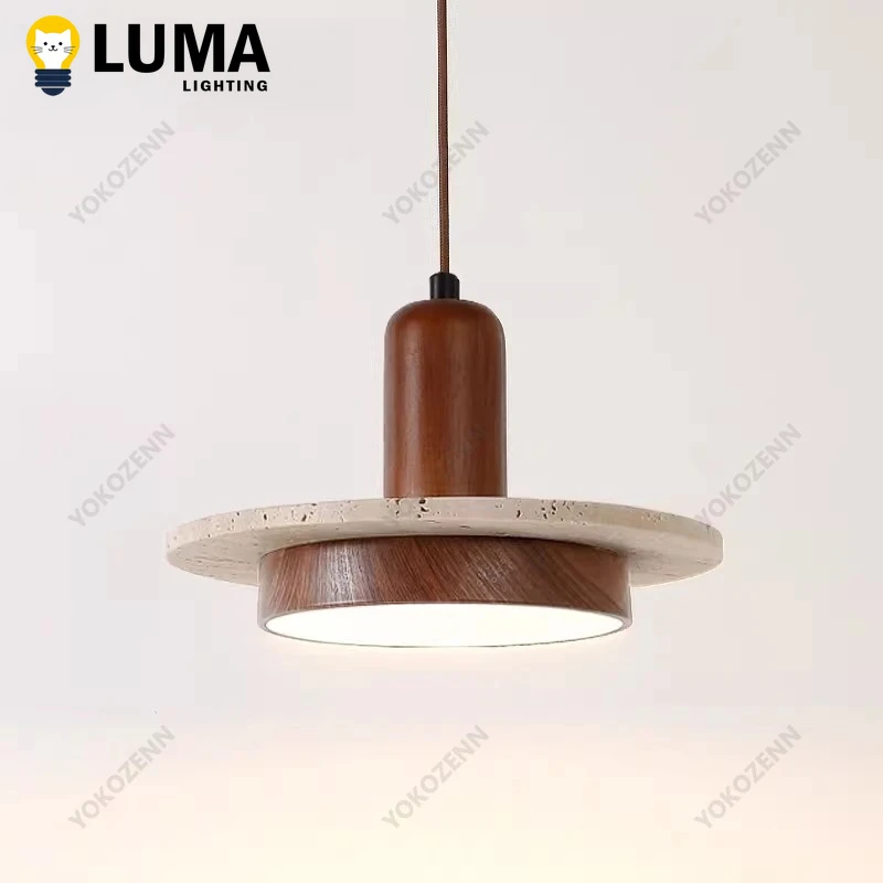 Kitchen Island Pendant Light Natural Travertine Stone Japandi Wabi Sabi Dining Table Hanging Lamp LED E27 Bar Ceiling Light - view 5