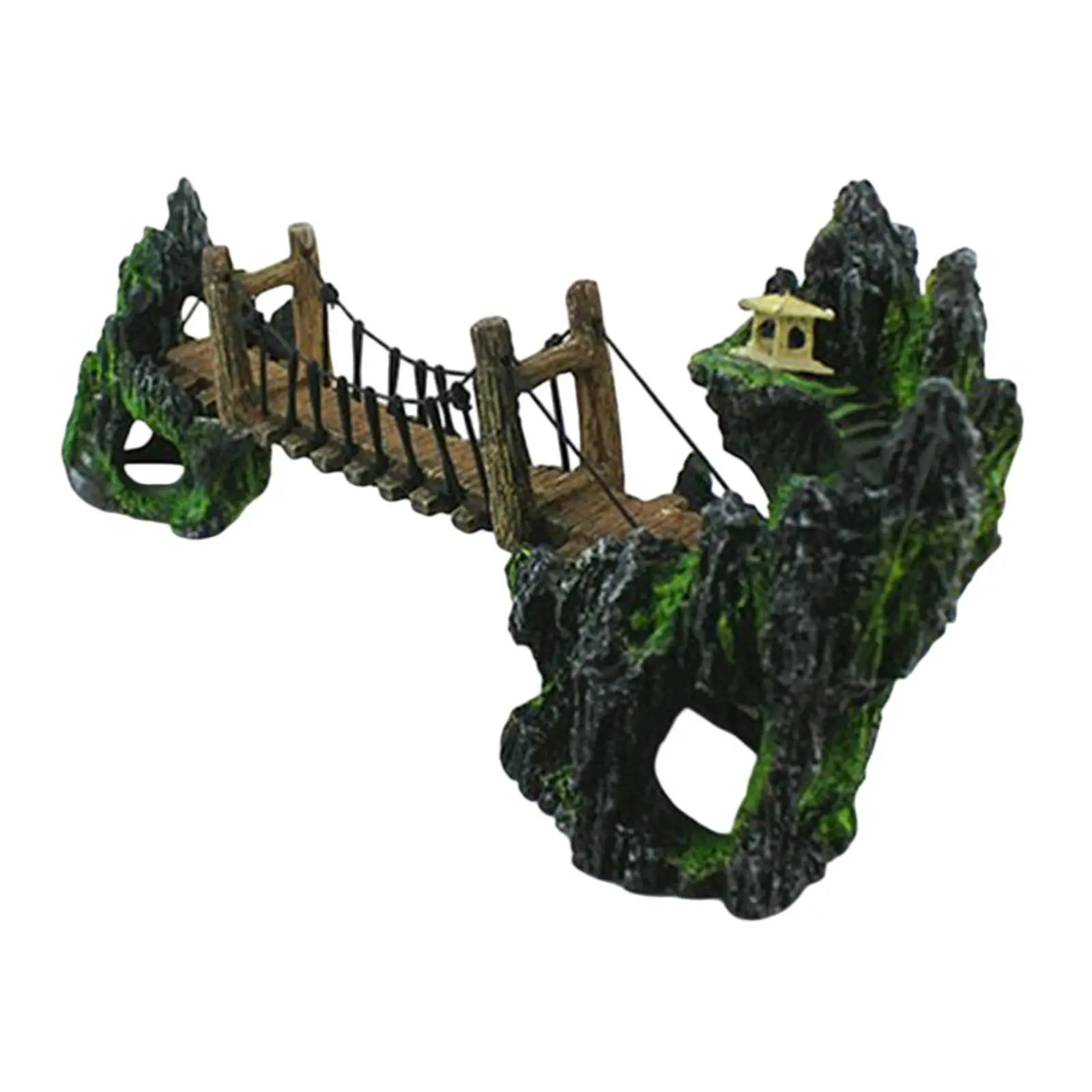 

Micro Landscape Aquarium Ornament,Figurine Simulation Fish Tank Decoration Bridge Mountains Drawbridge Rock Decor for Garden