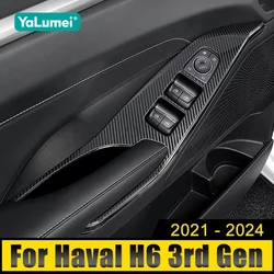 For Haval H6 3rd Gen 2021 2022 2023 2024 HEV PHEV Stainless Car Door Armrest Panel Window Switch Lift Button Cover Trim Sticker