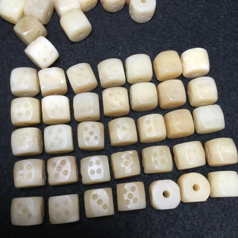 10mm Natural Cameo Bone Dice Loose Beads Square Craps Charms Galloping Dominoes Necklace Bracelet DIY Woman Jewerly Accessory