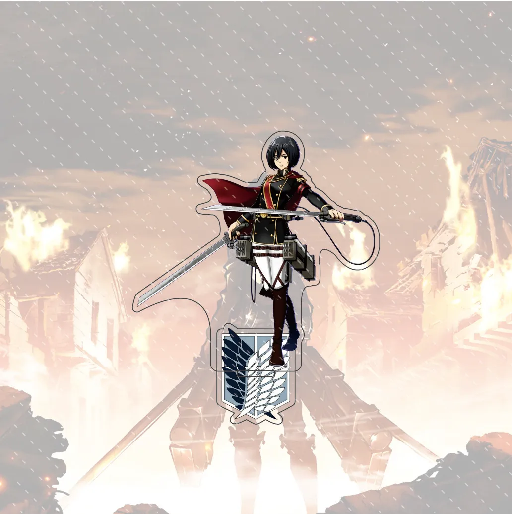 أنيمي هجوم على تيتان 15 سنتيمتر الاكريليك الدائمة إرين ميكاسا ليفي إروين أرمين عمل أرقام نموذج سطح المكتب الديكور حامل هدية #3