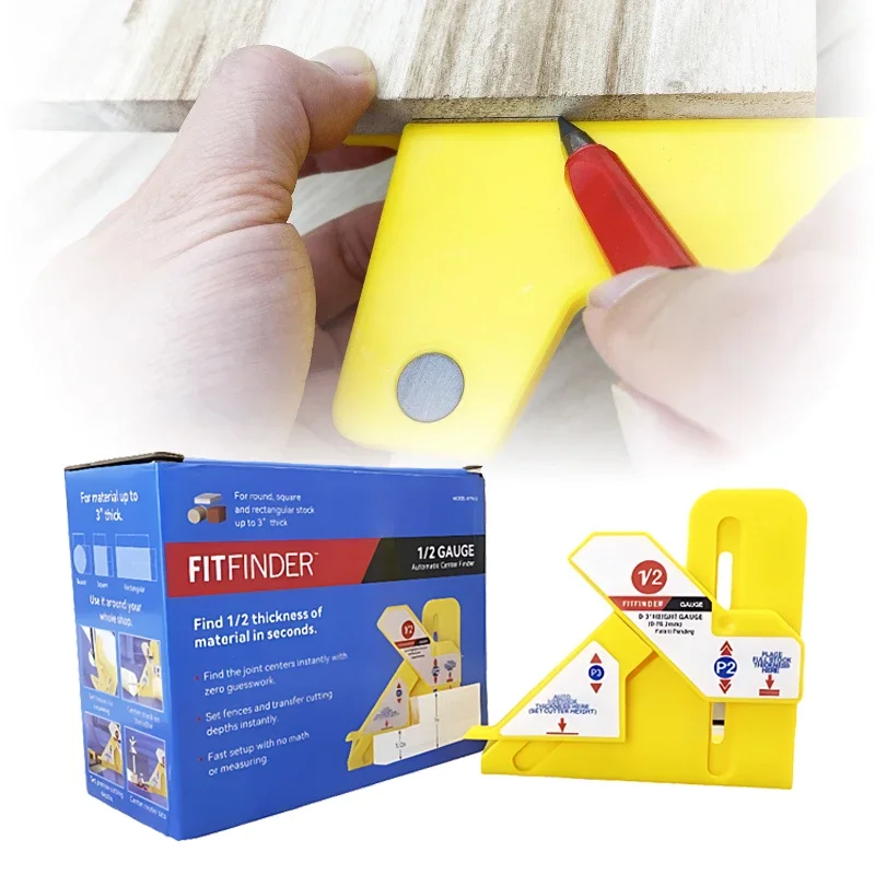 

4Pcs Thickness Locator Woodworking Centre Scribe Woodboard Miter Cutting Locator Hole Punching Instrument Wood Cutting 1/2