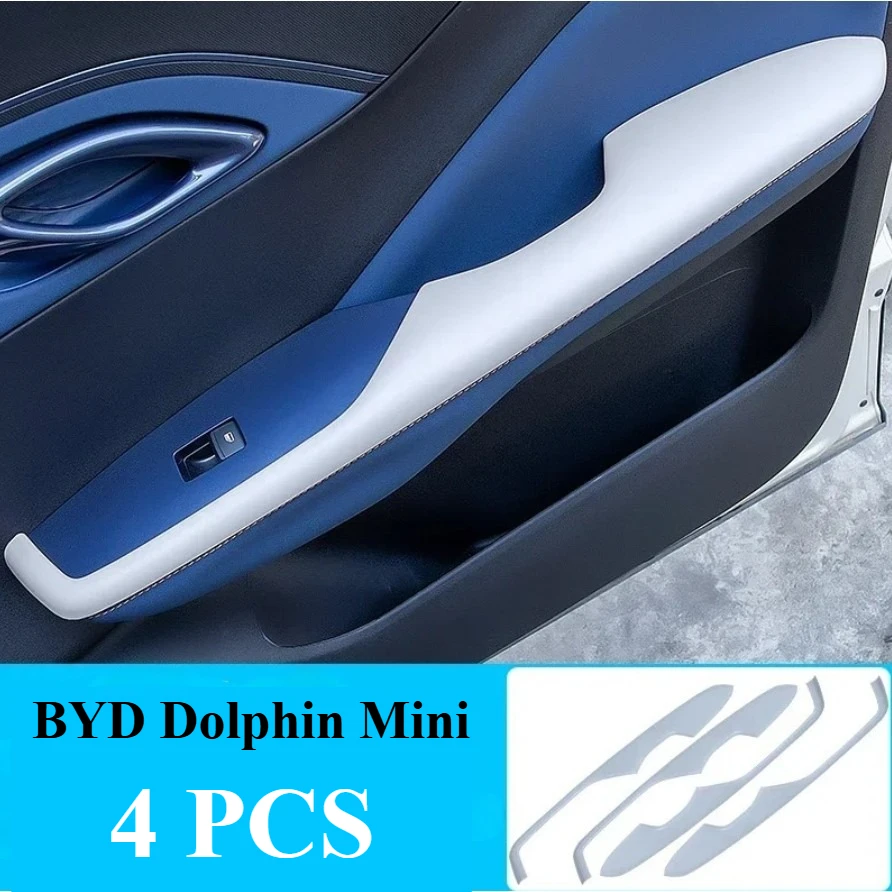 For BYD Seagull Dolphin MINI 4PCS Door Armrest Cover Handle Protector Glass Button Panel Car Interior Decoration Kit Accessories