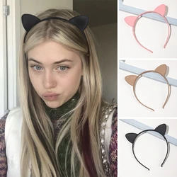 Girl Frosted Cat Ears Headband Bangs Fixed Hair Bands Plastic Hair Hoop Solid Color Makeup Headbands Women Hair Accessories