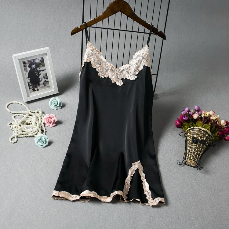 

Lace Chemise Sleepwear Dress Sexy Strap Nightdress New Summer Suspender Nightgown Women Nightwear Gown Satin Loungewear