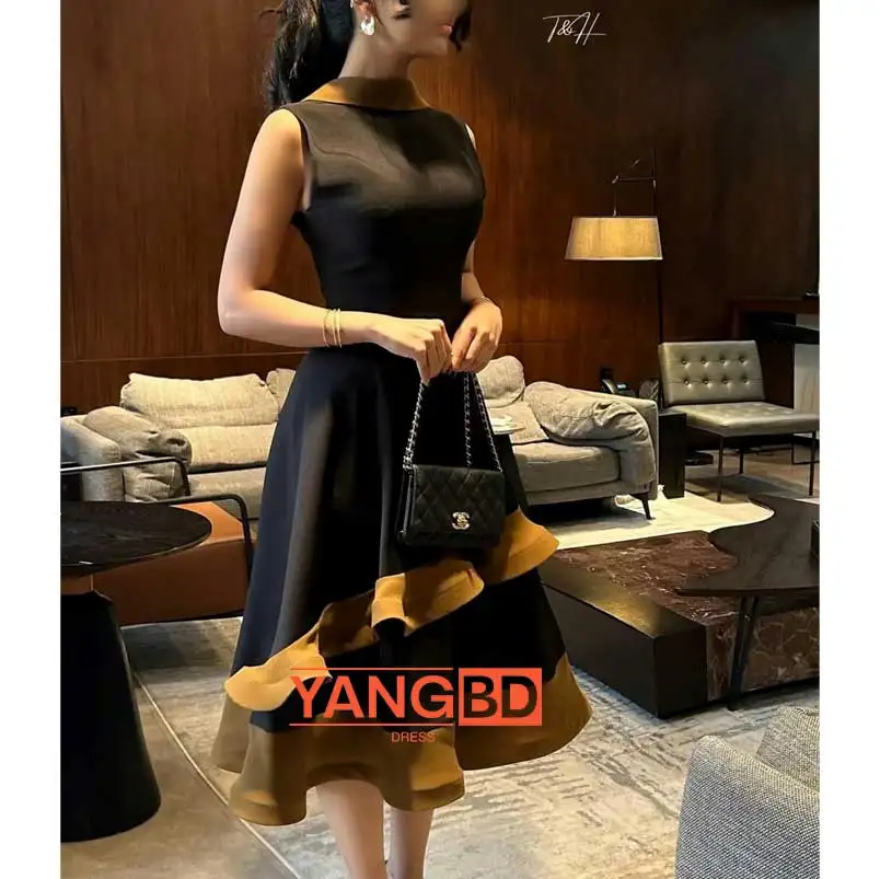 فستان سهرة مخصص لعيد الميلاد من YangBD بطول الكاحل بدون أكمام صيفي أنيق لحفلات الزفاف للنساء العربيات 2024