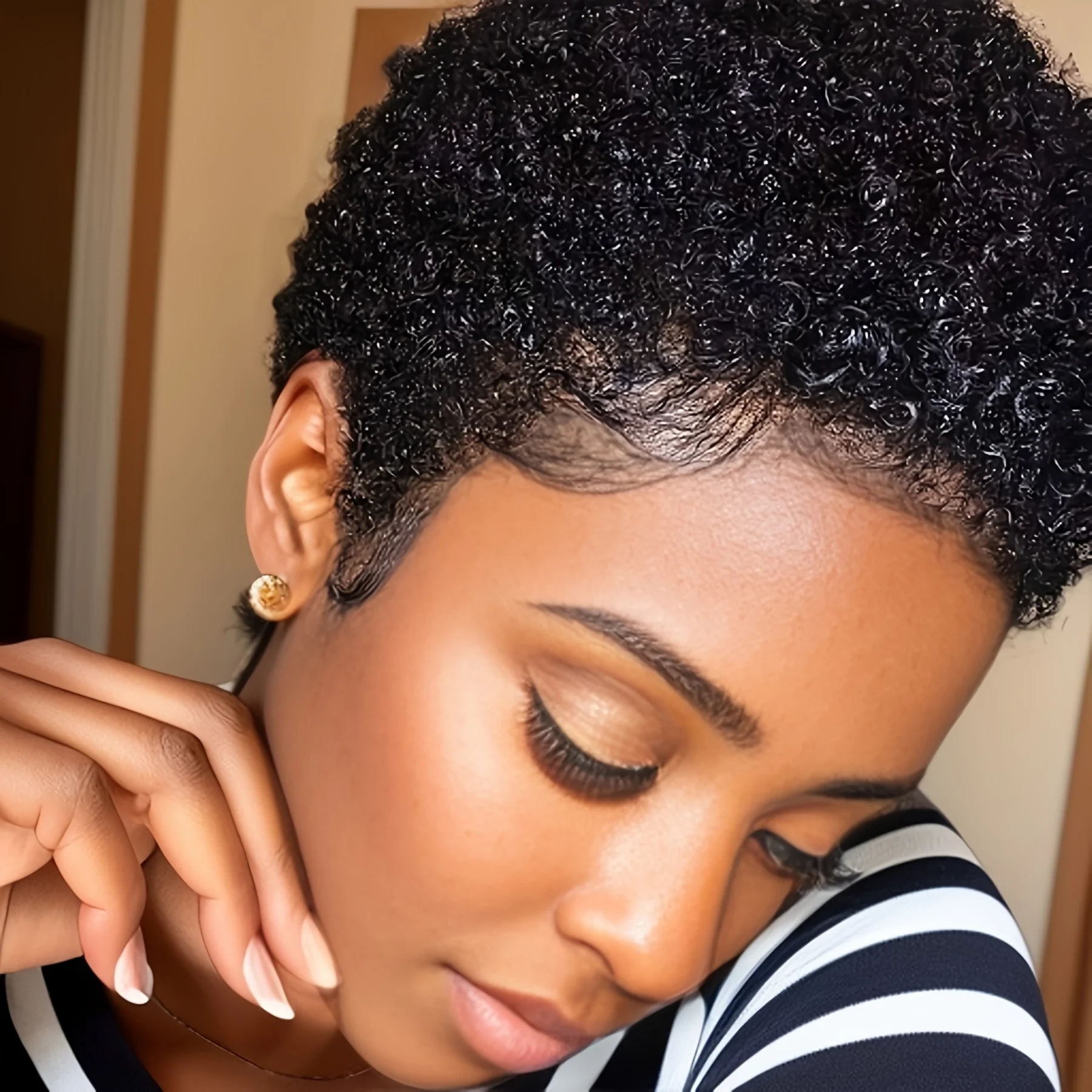 4inch Kinky Curly Machine Made Short Pixie Wigs 100% Human Hair for Women | Pre-Styled Natural Look & Tangle-Free image 3