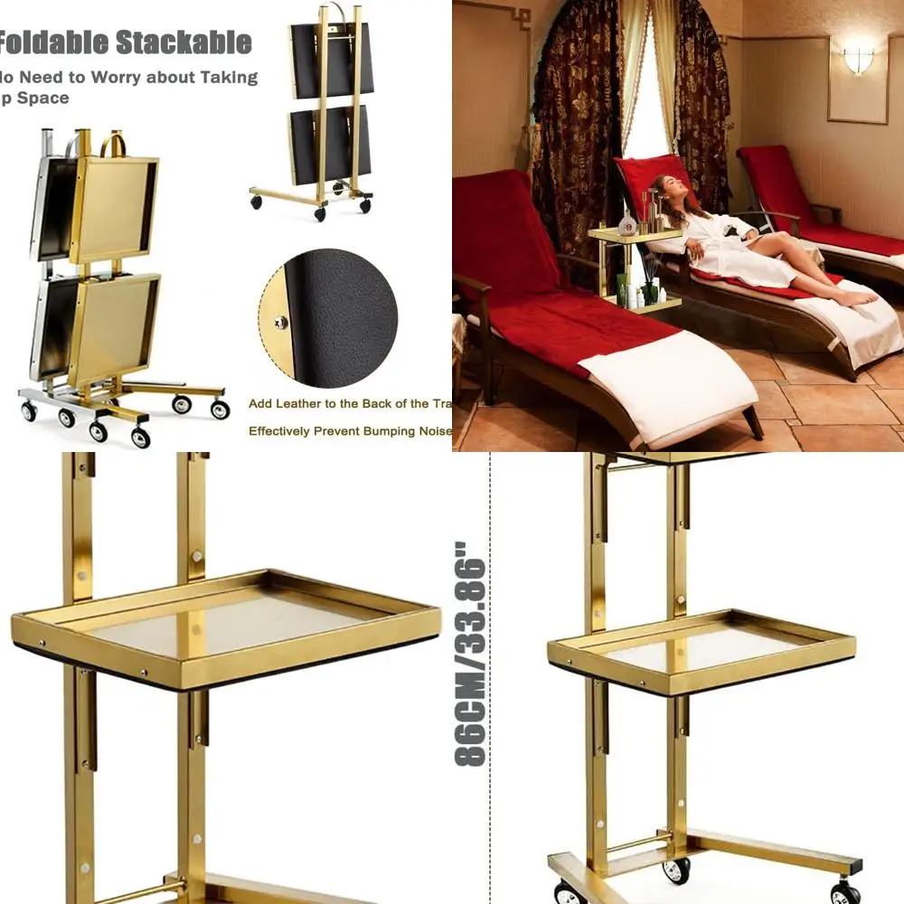 

Stainless Steel 2-Tier Rolling Cart - Kitchen Utility Trolley with Wheels for Salon, Bedroom, and Tattoo Shop Storage