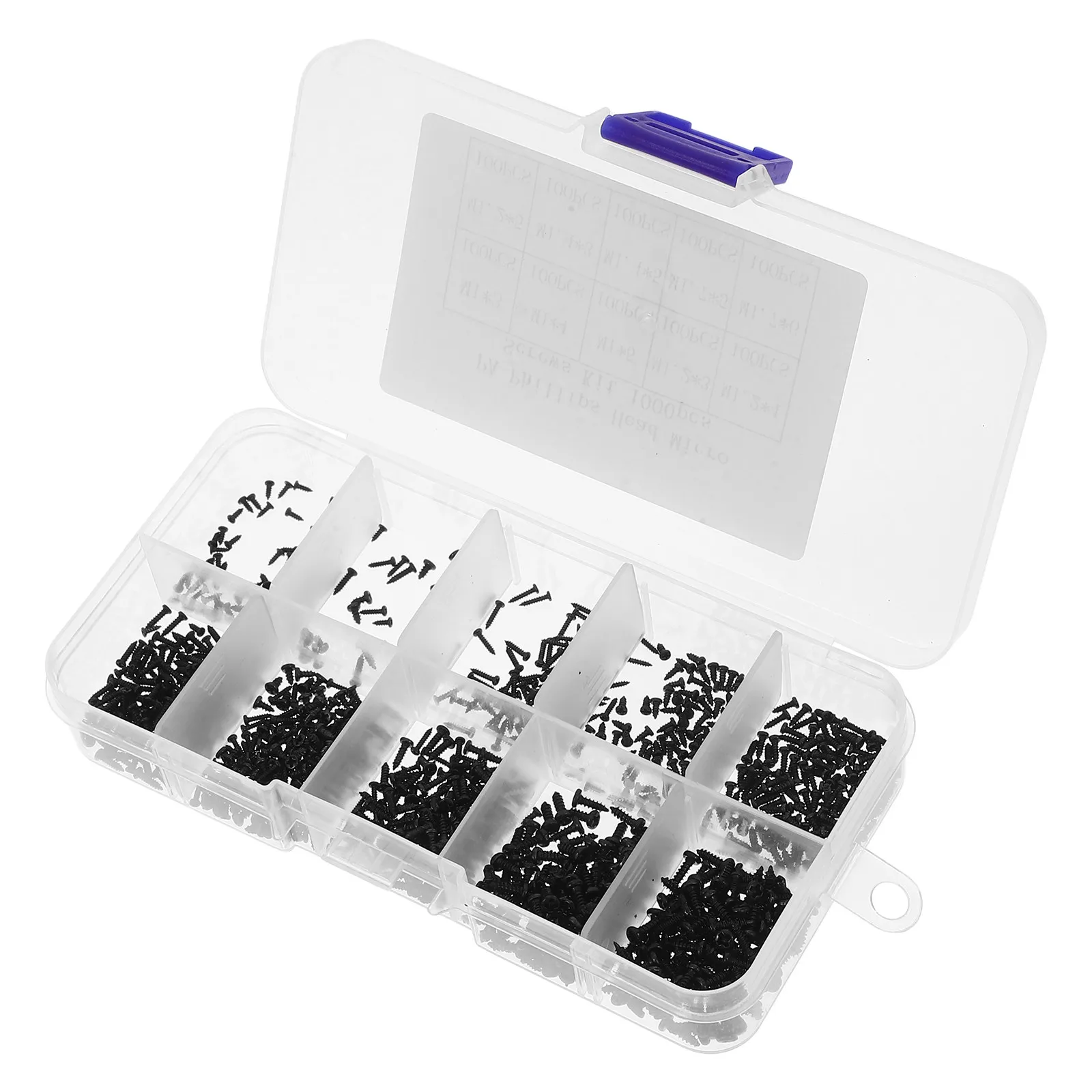 

1000Pcs Premium Carbon Steel Screws Set Round Head Tiny Self-Tapping Small Screws for Home Store Electronics Machinery Car