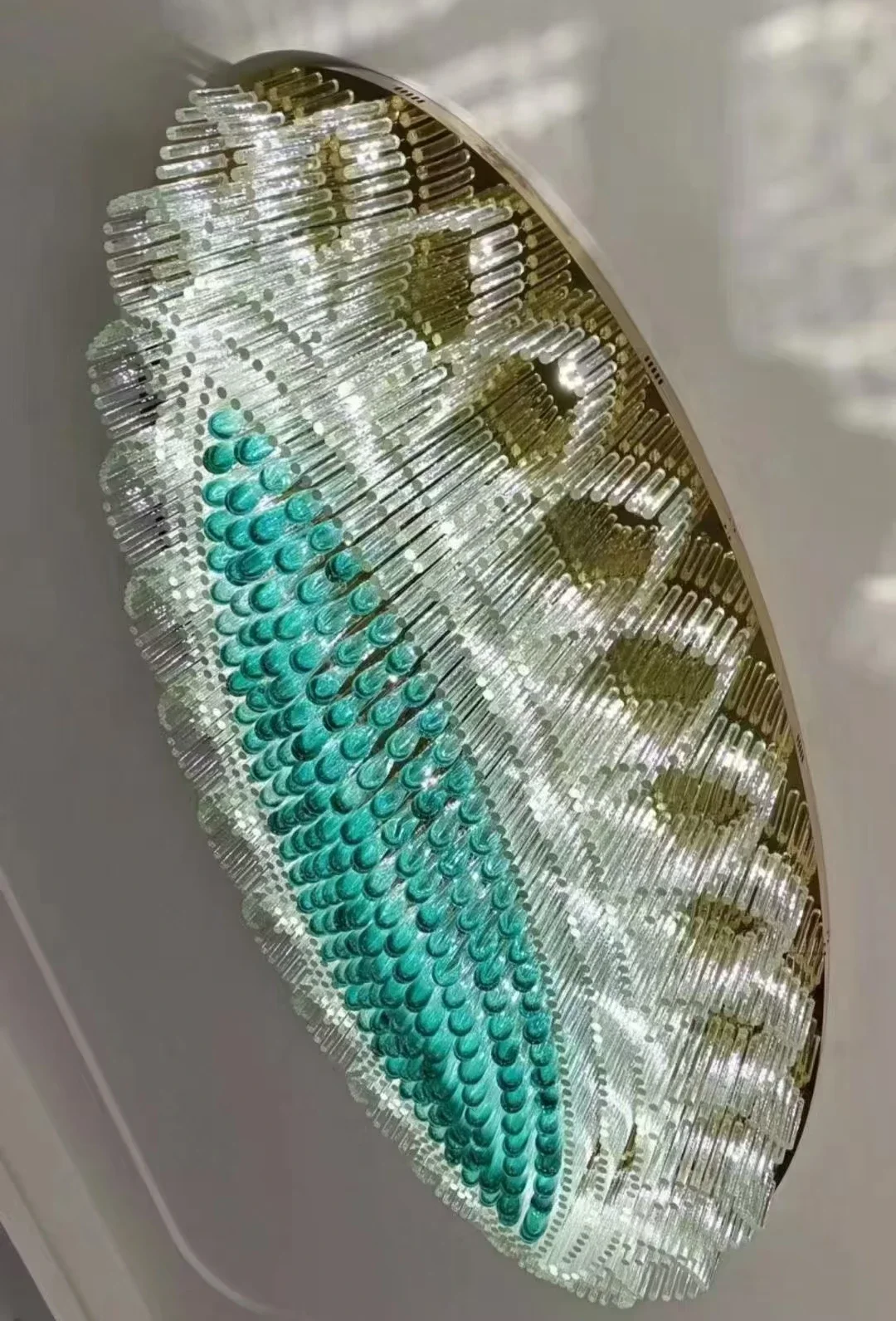 Modern Luxury Hotel  Light Large Creative Personality Artistic Glass Crystal Green Evil Eye Tassel Long Square Oval