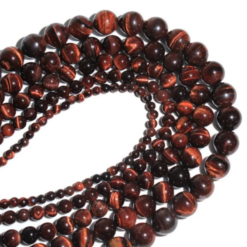 Red Tiger Eye  Loose Beads Natural Gemstone Smooth Round for Jewelry Making