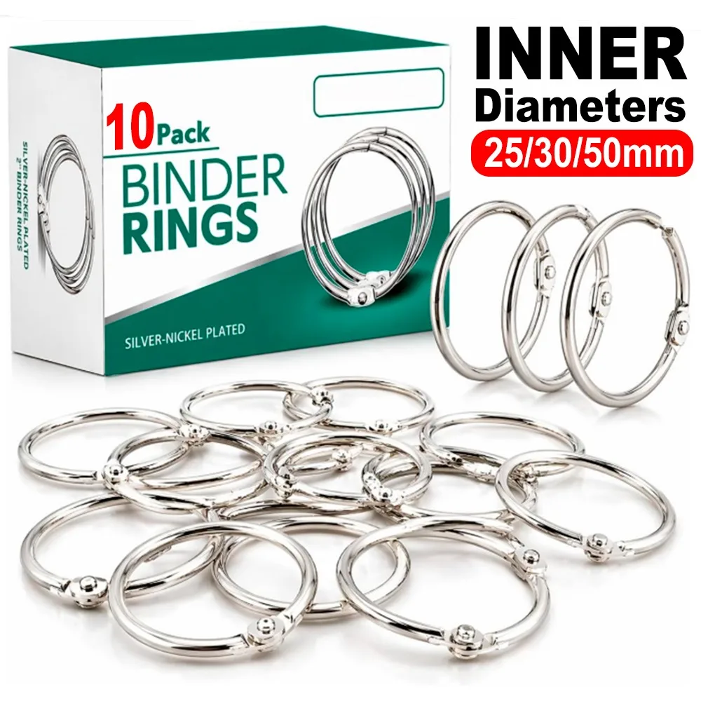 10PCS Binder Ring Loose Leaf Metal Book Ring Album Scrapbook Binders Craft Photo Organizer Keychain Binder Rings for Home Office