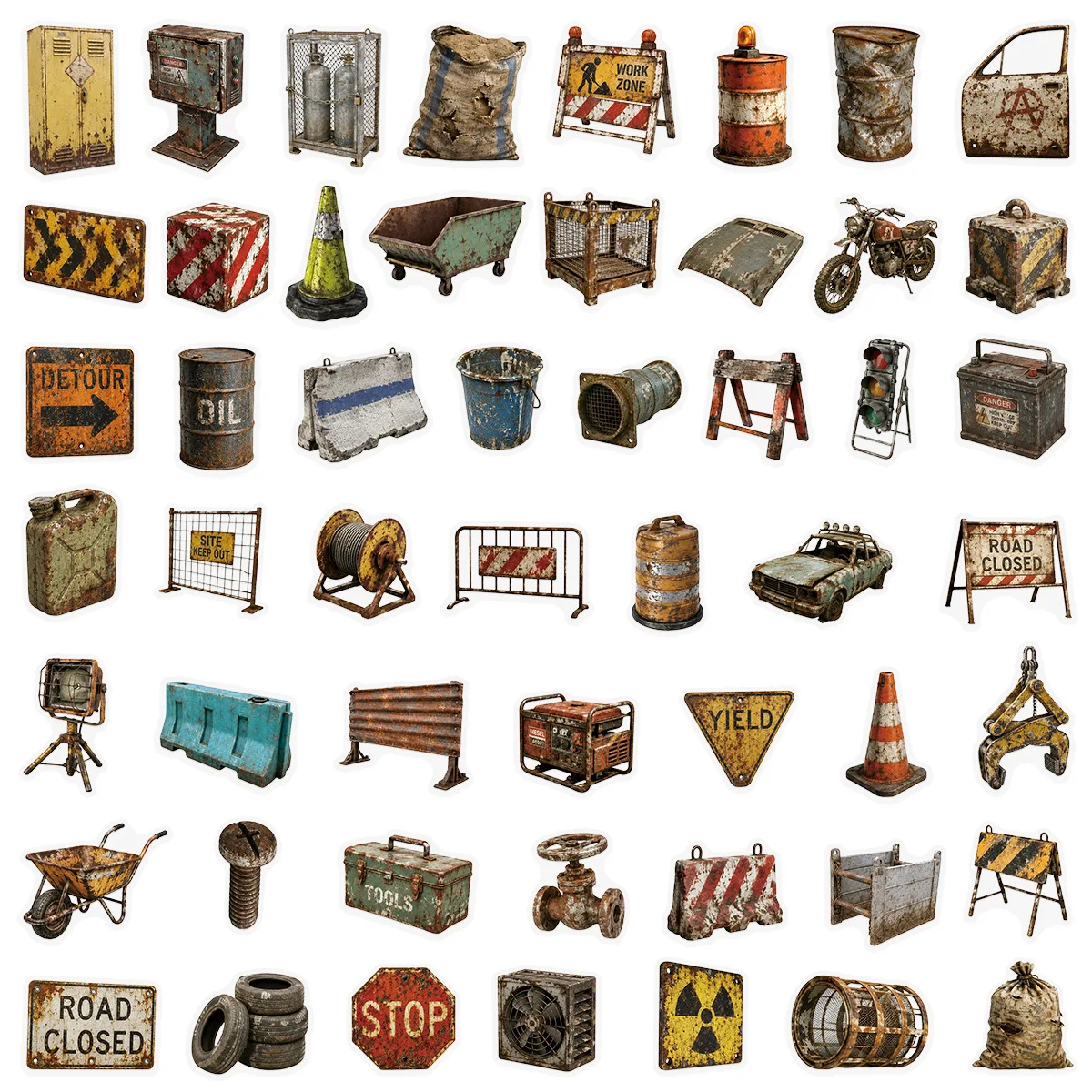 50PCS Old Industrial Style Retro Mechanical Theme Stickers Transparent Waterproof Decals DIY Hand Account Car Bumper Bike Decals