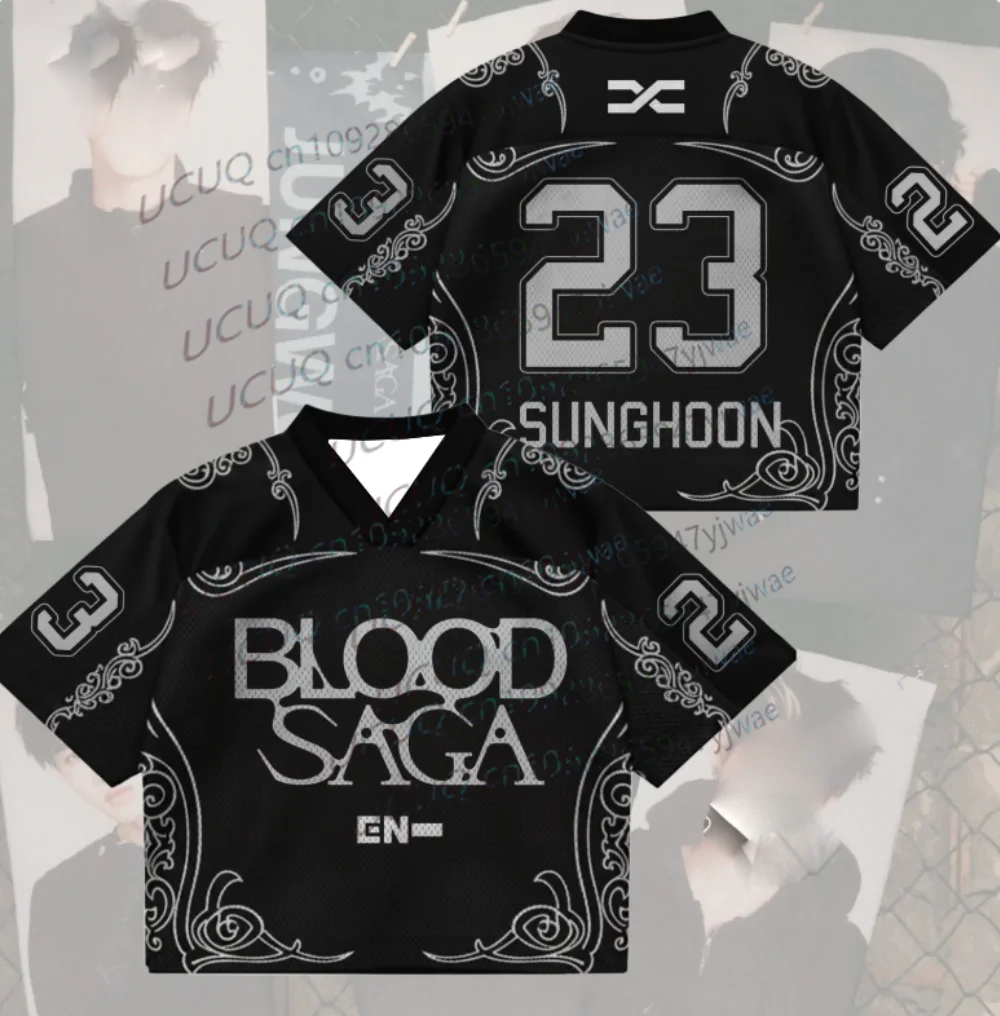Camiseta de Verano para Hombre y Mujer, Talla Grande, Manga Corta, con Diseño de los Fans del Kpop 2026, Shadow Duke Blood Saga Enhypen World Tour