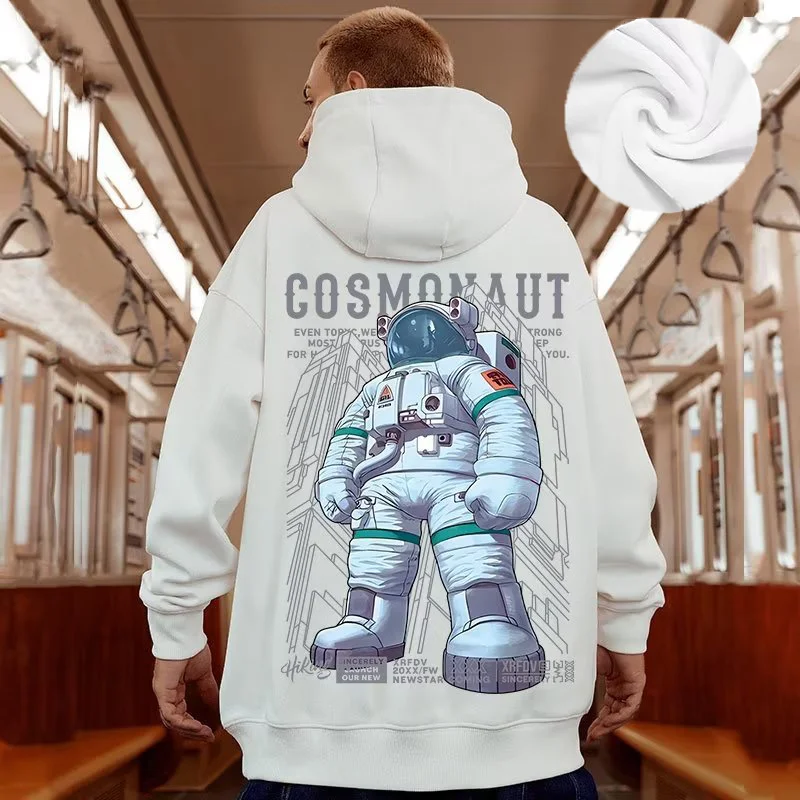 Trendy Hip-hop Oversized Hoodie Men's Trendy Ins New High Street Round Neck Casual Coat With Plush Spring And Autumn