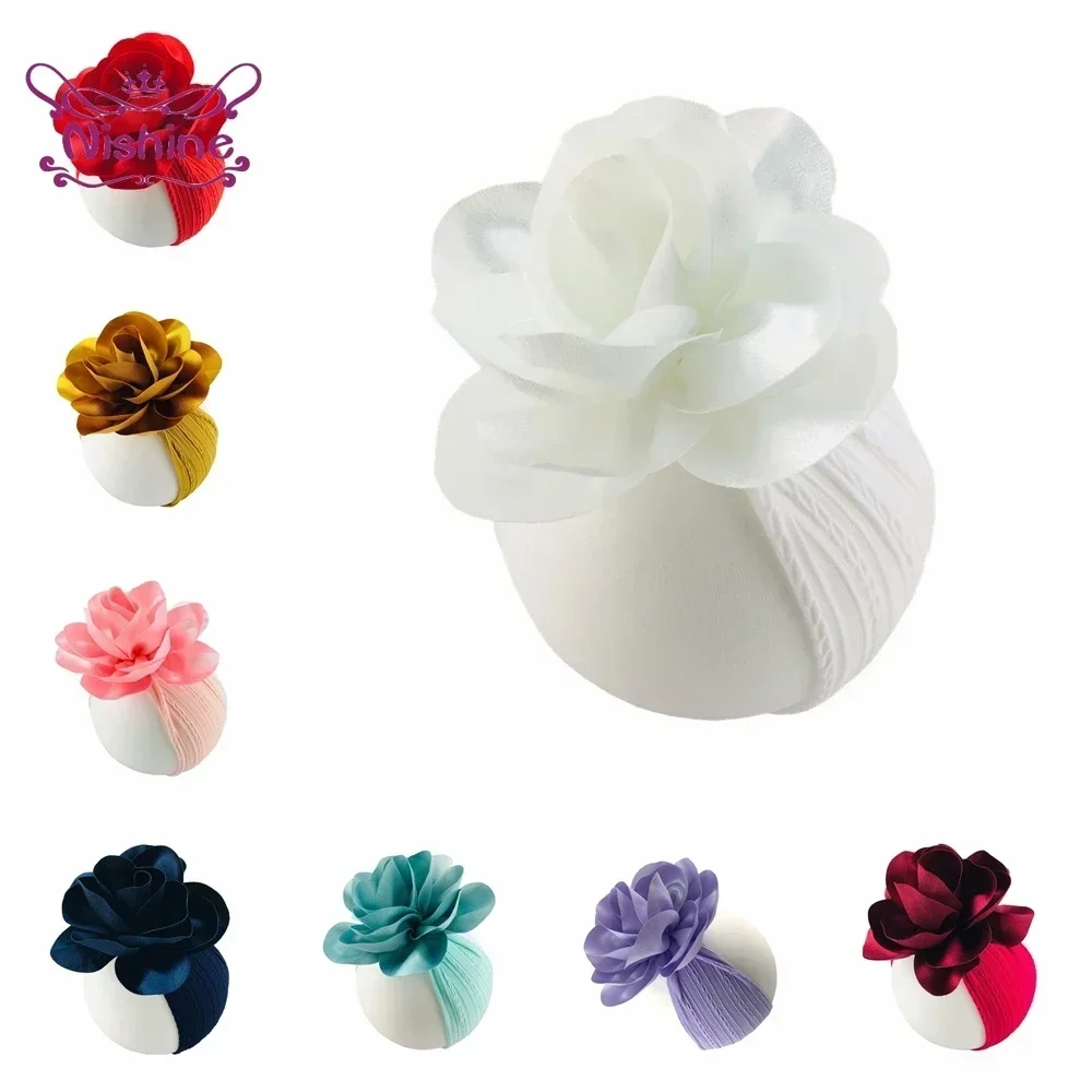 Diadema elástica hecha a mano con flores para bebé, 1 piezas, diadema de nailon suave y cómoda, accesorios para el cabello para niños, decoración de