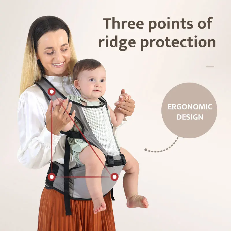 Portable Kangaroo Shoulder Strap For Infants Ergonomic Baby Carrier With Hip Seat Large Capacity Pocket Wrap Sling Waist  Holder