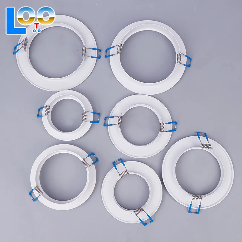 Soportes de foco LED para Downlight, adaptadores de soporte de luz, anillos de sombra de lámpara, agujero, marcos exteriores blancos, círculos recortados