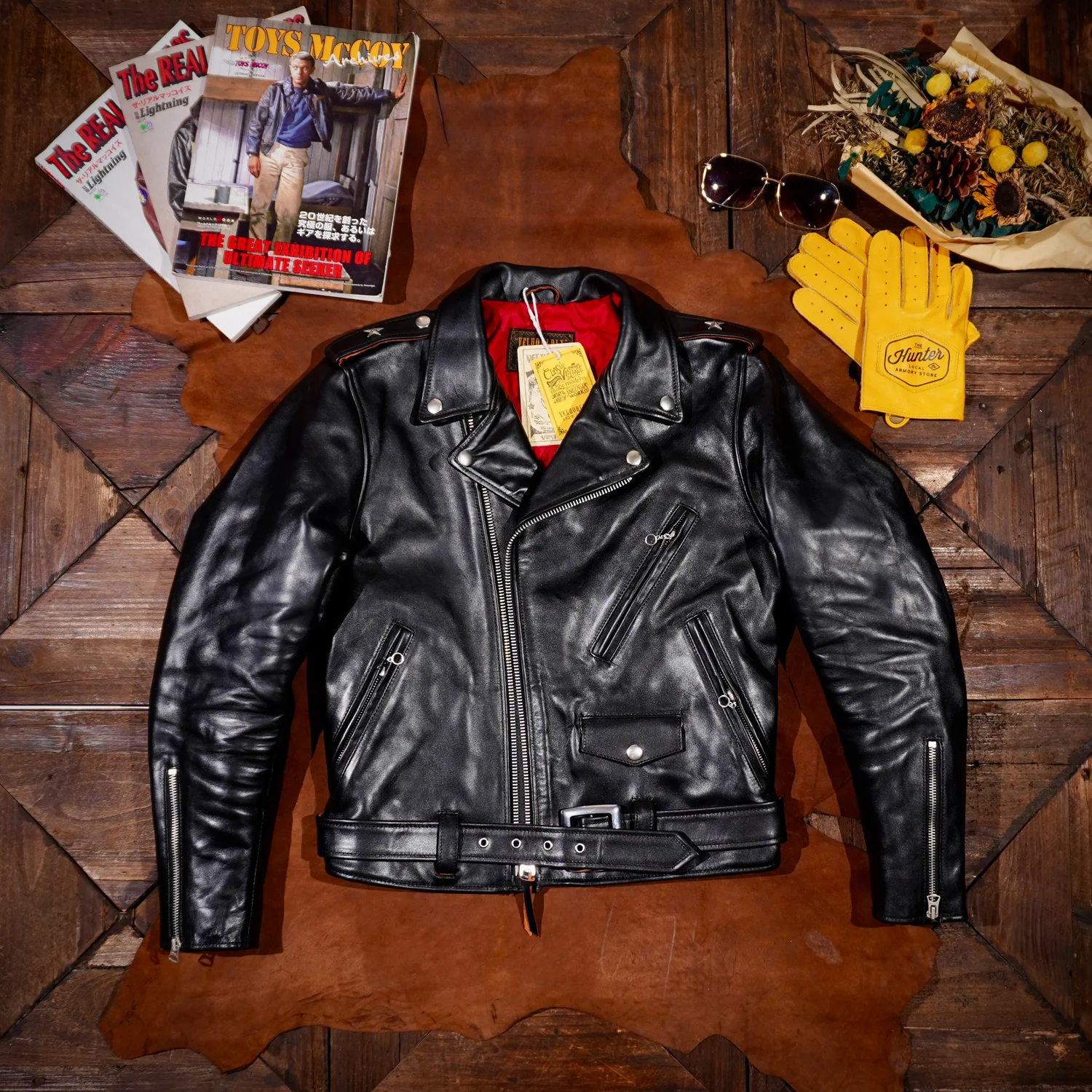 Classic Replica Toys McCoy Marlon Brando Oblique Pull Short Tea Core  Skin 63 Motorcycle Jacket Leather Coat