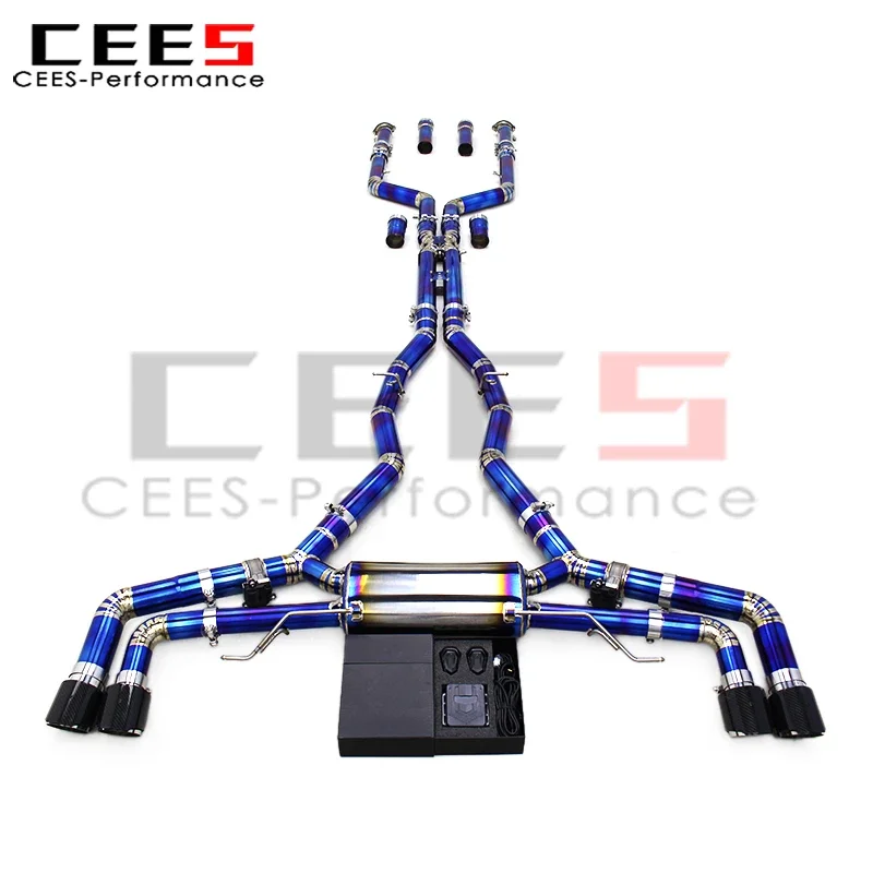 كاتم صوت cees Catback لسيارة BMW X5M X6M F95 F96 LCI 4.4TT 2020-2024 ترقية سباق رياضي Valvetronic مع نظام عادم التحكم