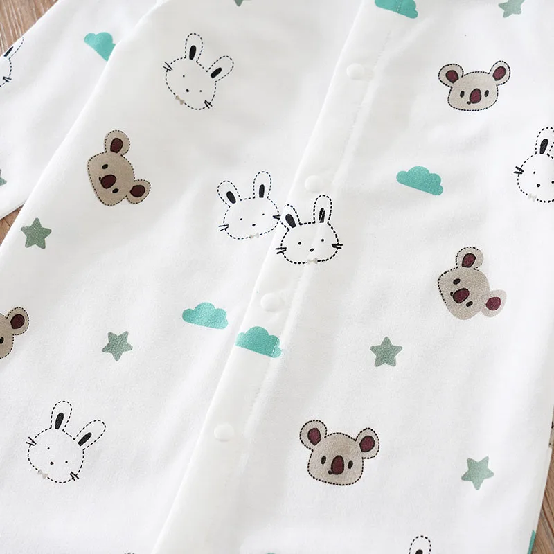 Newborn Clothing Cute Koala Rabbit Full Print Comfortable Spring And Autumn Boys And Girls LongSleeves WrappedFoot Baby Bodysuit